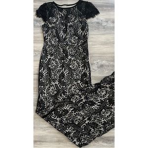 Windsor Long Black Lace Formal Dress